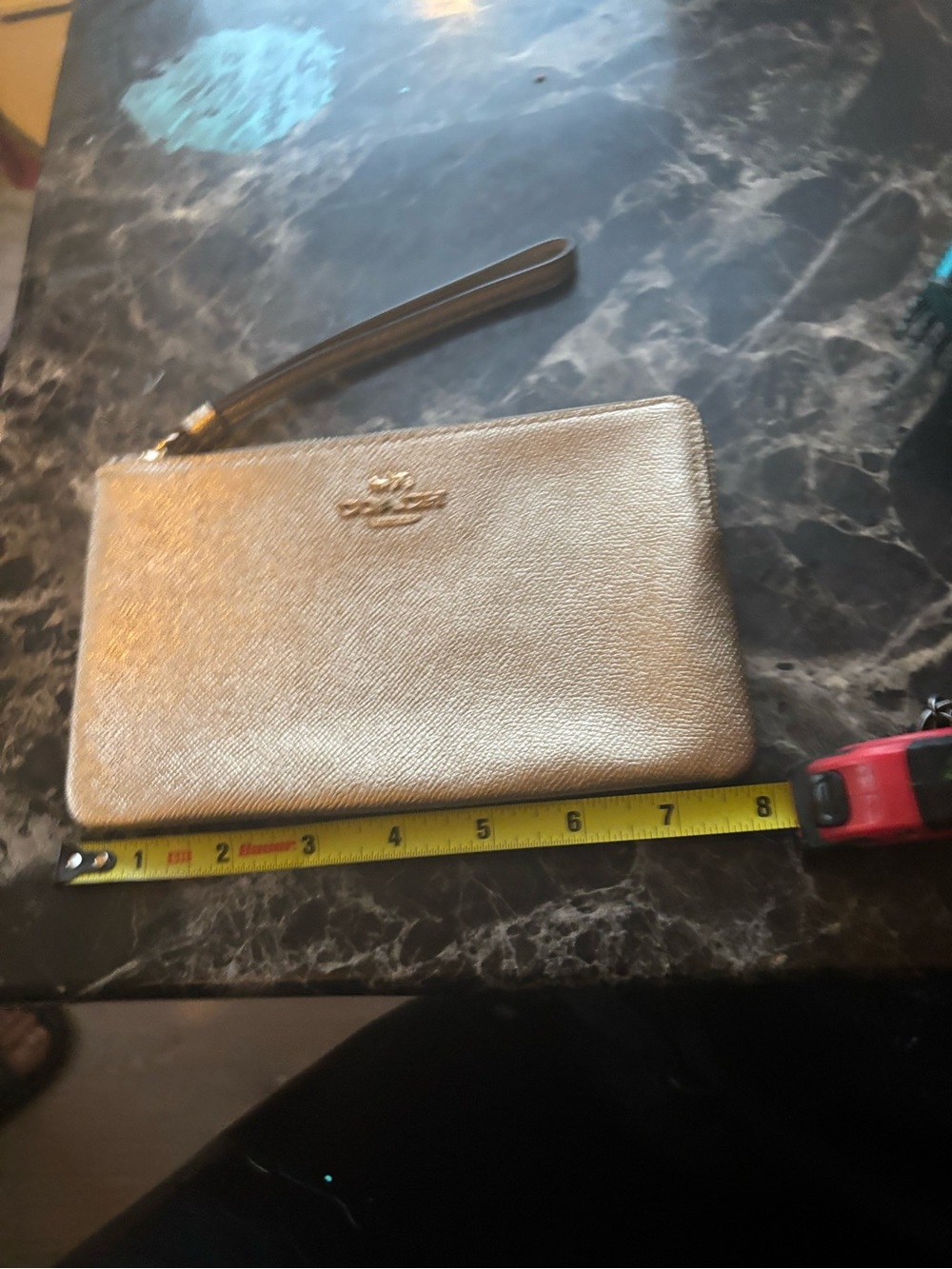 Coach Metallic Gold Wristlet Clutch with Wrist Strap